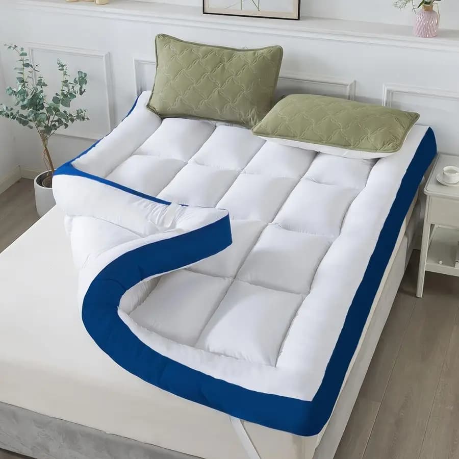 Topper Queen Mattress in Memory Foam from 5 Inches, Upper Coating 100% Cotton, Padded with Memory Foam Breathable and Soft, 4 Elastics