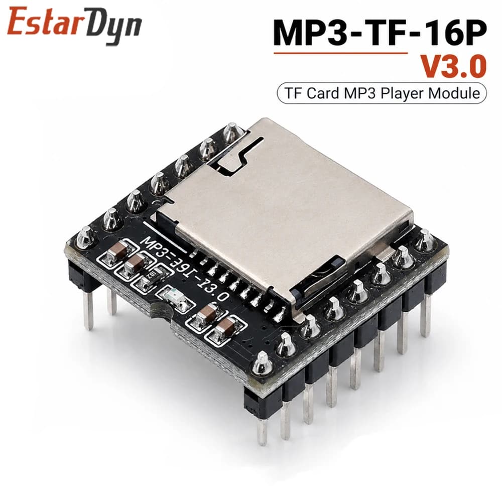 Modulo Lettore MP3 Estardyn DFPlayer Mini per Arduino, Scheda Decoder Audio da 3W con Supporto per Scheda TF e Disco USB per Progetti Audio Fai-da-Te