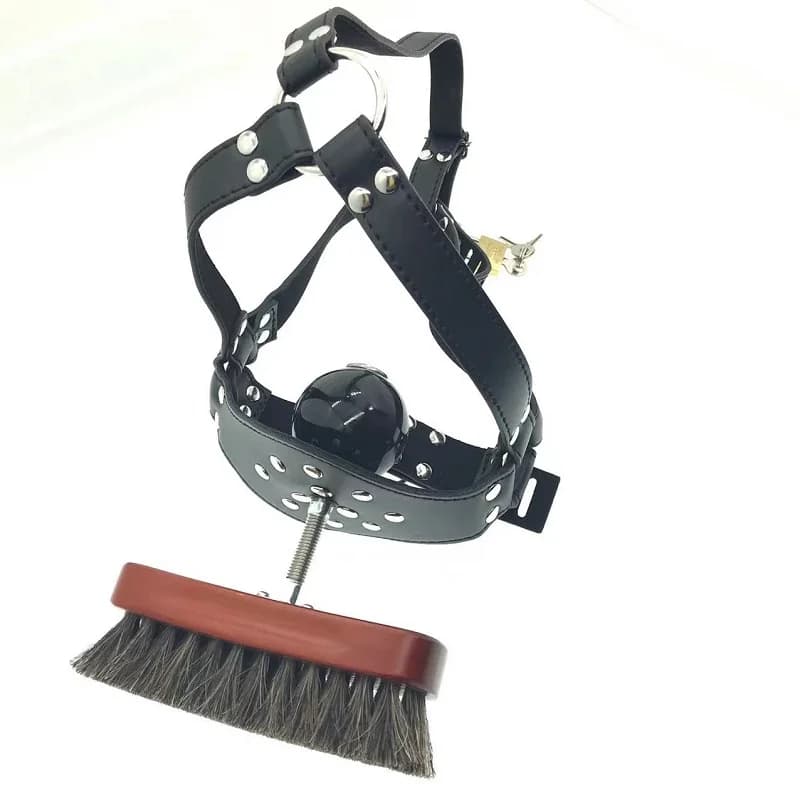 BDSM Harness Slave Shoe Polish Brush + asfissia Gag Bondage restraint bocca aperta giocattoli del sesso giochi adulti del sesso per coppia