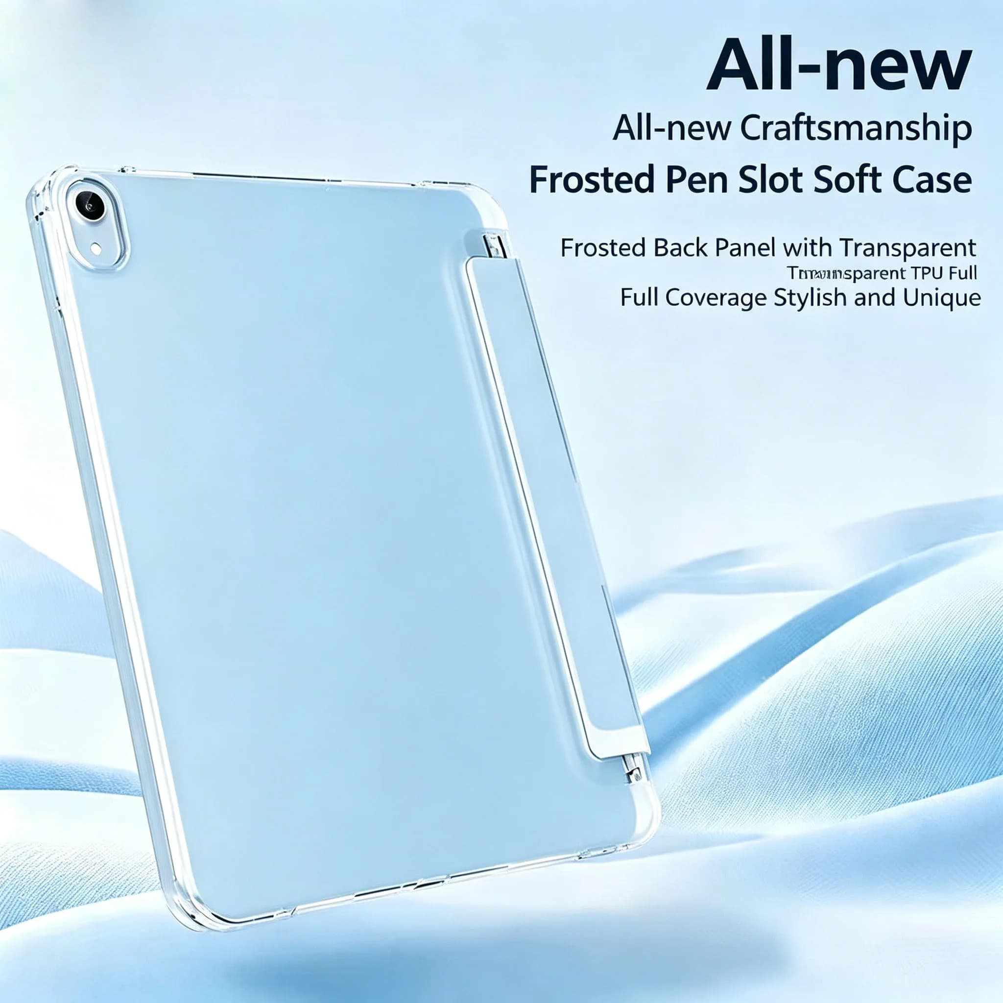 Custodia per iPad 11a Generazione 2025 da 11 pollici con Porta Penna, Cover Flessibile Opaca Traslucida