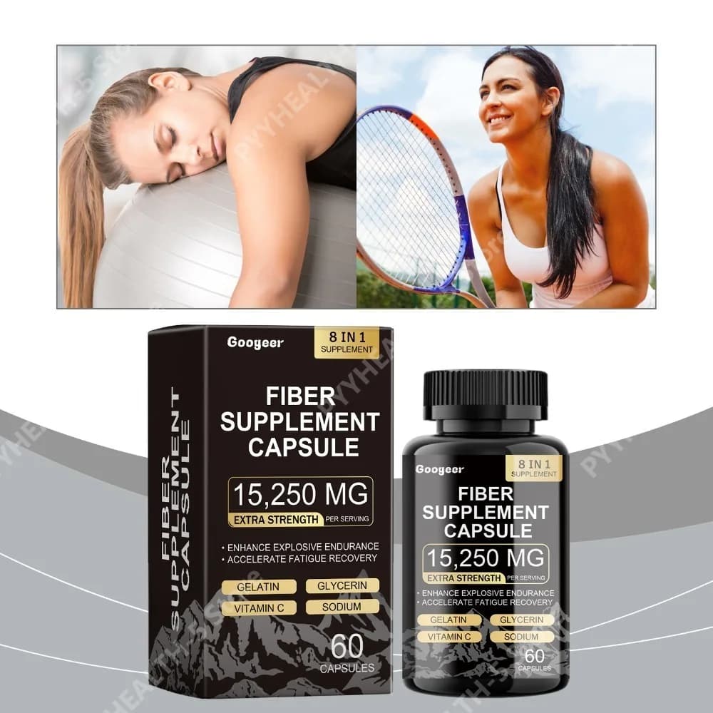 Googeer 8 in 1 Integratore di Fibre Alimentari in Capsule con Vitamina C, 60 Capsule, Aiuta a Stabilizzare e Idratare, Promuove la Salute Fisica