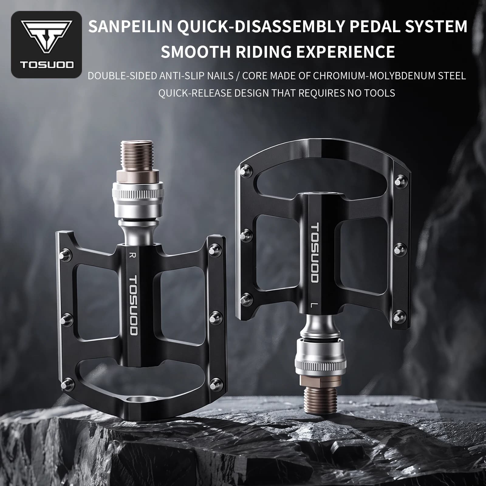 TOSUOD Bike Pedals 3 Bearing Non-slip Aluminum Alloy Bicycle Pedal Ultra-light Quick Release Bicycle Pedals