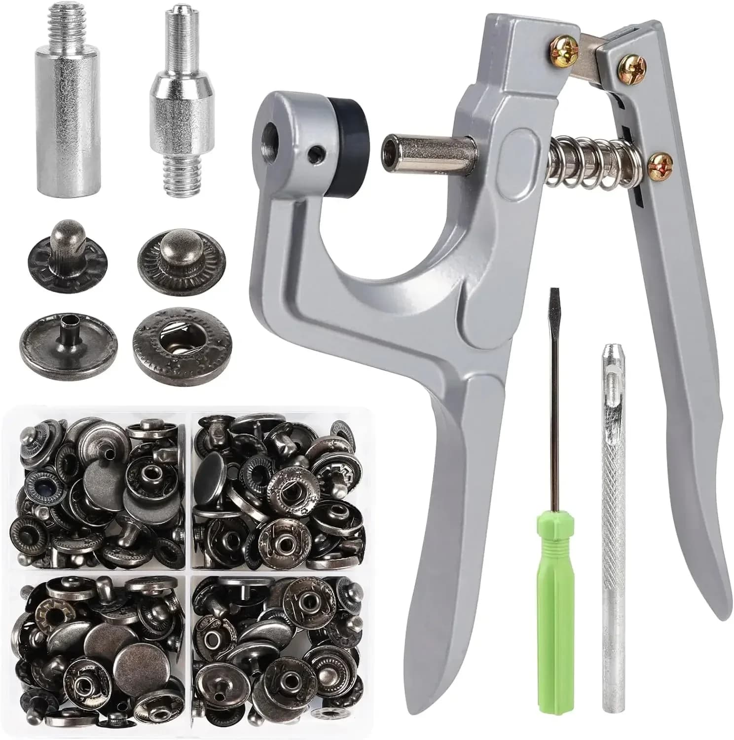 40 Set Bottoni automatici in metallo con pinza Strumento Bottoni per cucire Kit di fissaggio a scatto addensato Artigianato fai-da-te per l'installazione di vestiti da cucire