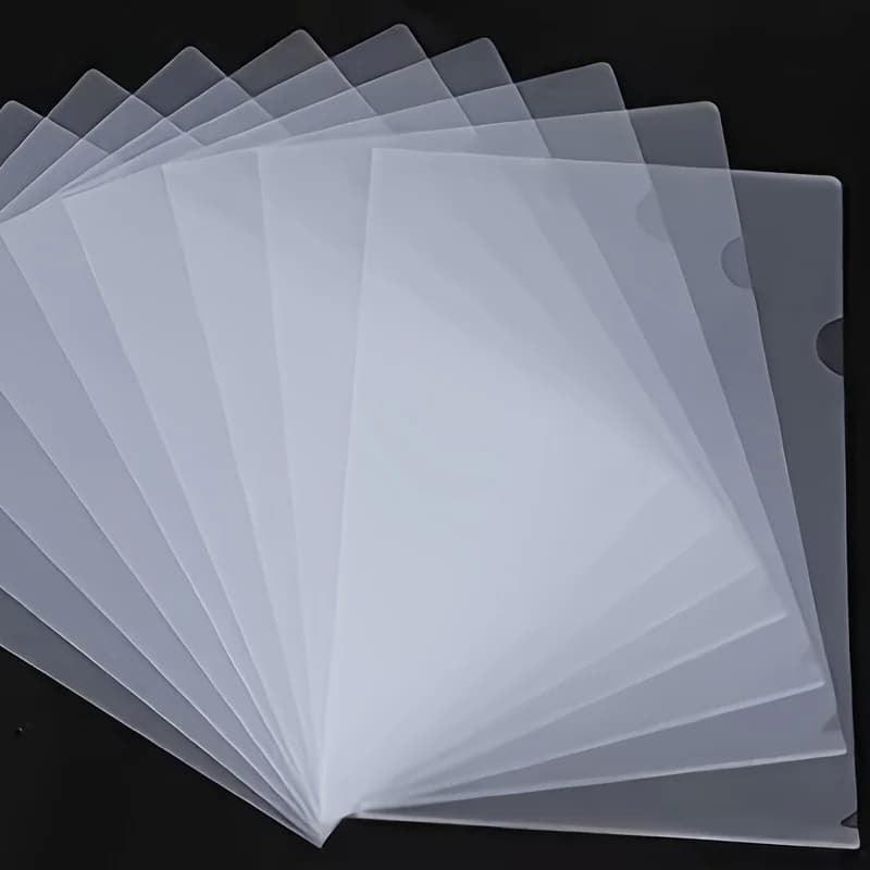 Confezione da 50 cartelle in plastica a forma di L impermeabili in PVC, porta documenti A4 e buste rettangolari per riporre l'ufficio