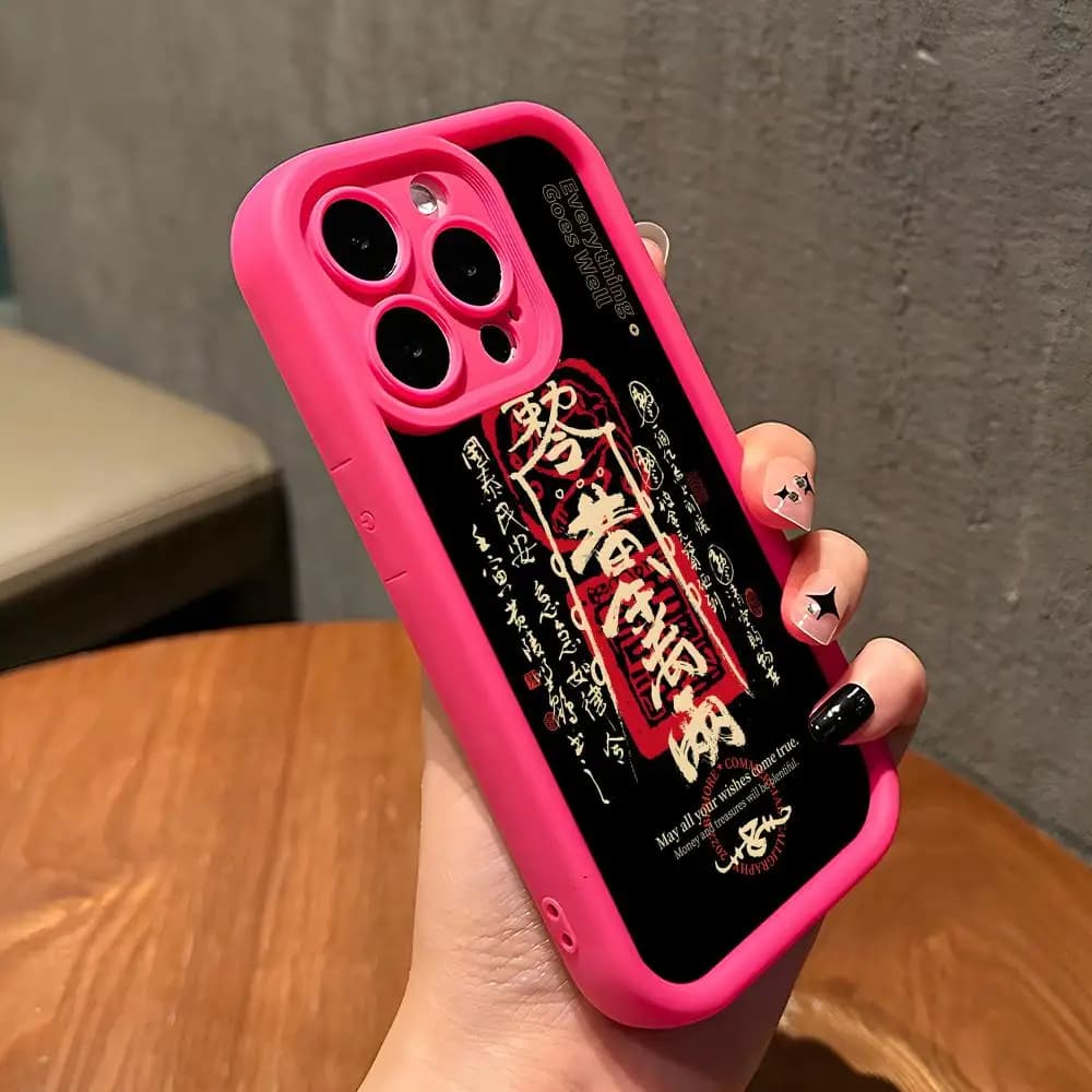 Custodia per cellulare in TPU spesso Lucky Rich cinese per iPhone 17 16 15 14 13 12 11 Air Pro Max Plus, Cover Colorata