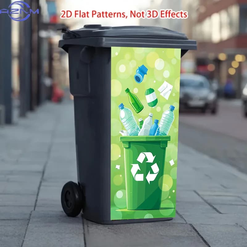 37 X 82 Cm/14.57 X 32.28 Inches Trash Can Sticker, Featuring Recyclable Waste Bin Pattern Theme Design, This Matte Surface Sti