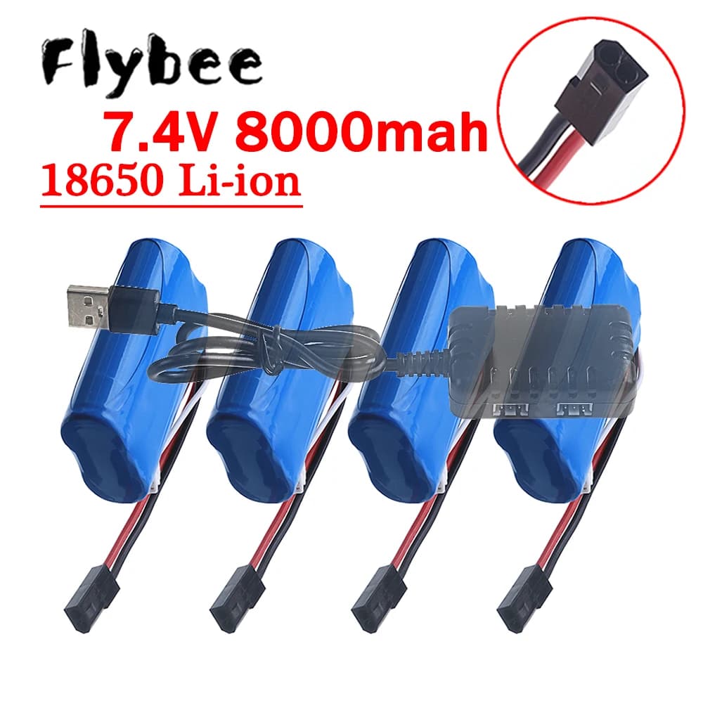 (5500 Plug) Batteria 18650 7.4V 8000mAh, per MJX T40C F39 F49 T39, BG1518 BG1513 BG1515 BG1507 BG1506 Ricambi per auto e barche RC