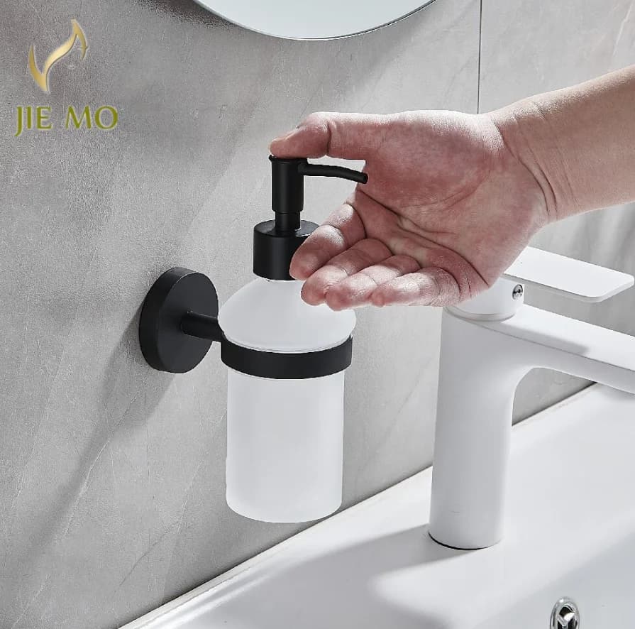 Bottiglia di sapone per pressa a mano Hotel disinfettante per le mani a parete scatola di sapone nero dispenser di sapone in vetro 250ml