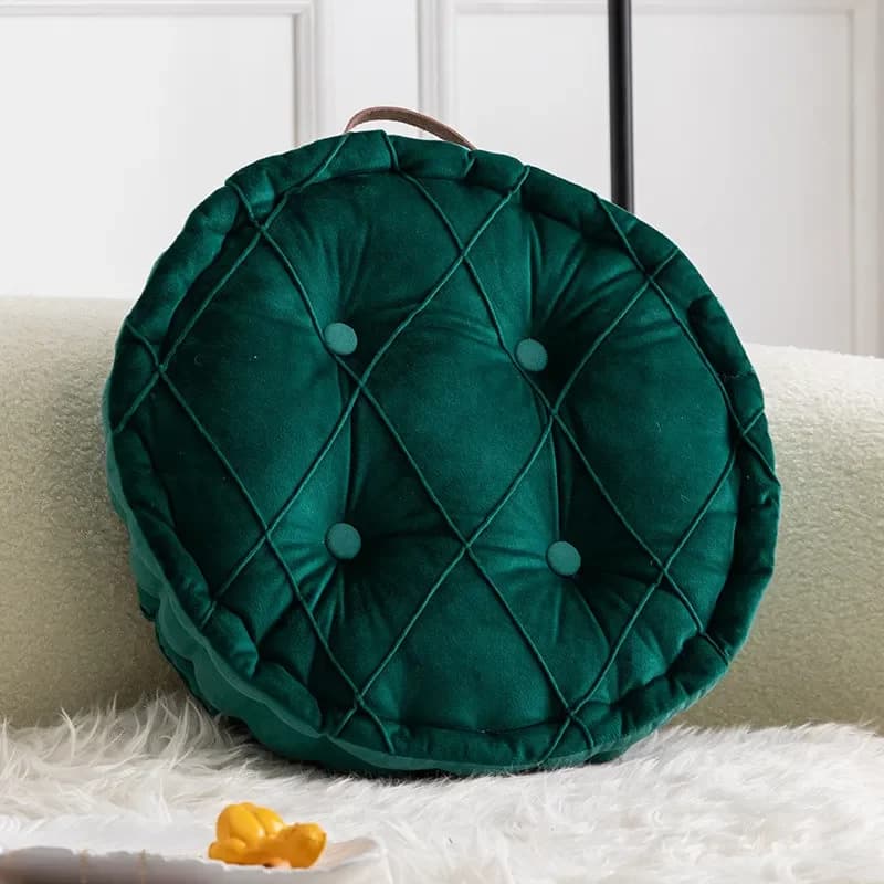 EIFLOY-Nordic Velvet Floor Cushion Seat, Adults Sofa Couch Bench Round Pillow, Thick Tatami Meditation Mat, Indoor Handle