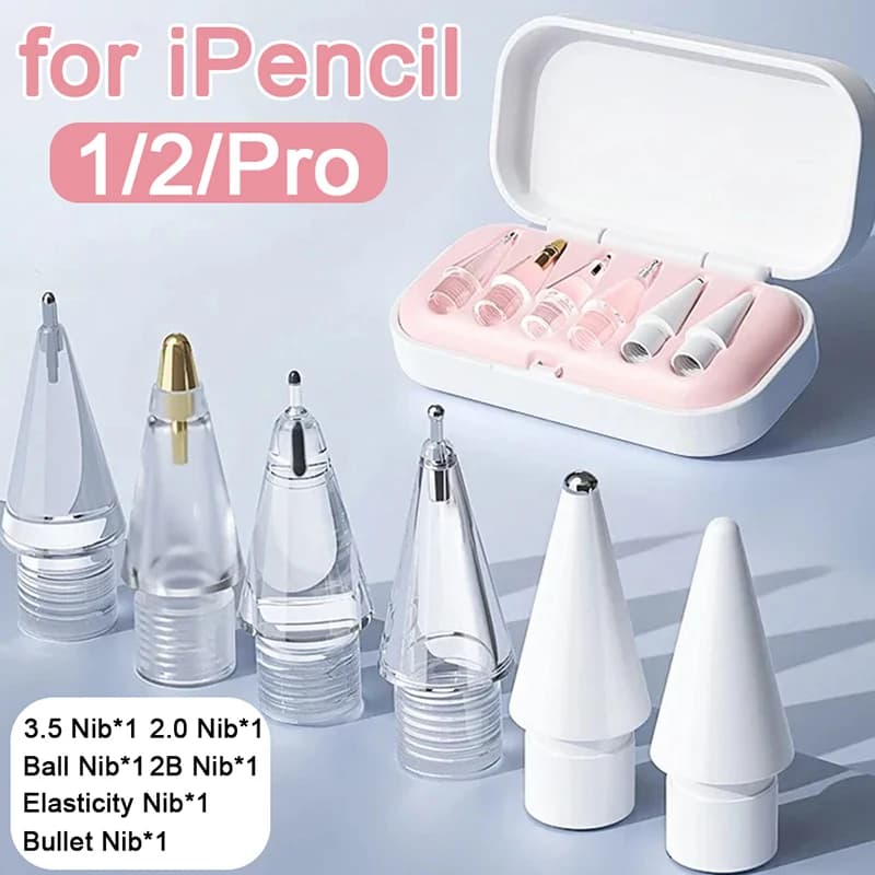 6PCS Tip For Apple Pencil Tip Nib For Apple Pencil 1st 2nd 3rd Generation iPad Pencil Replacement Tip 2H 2B 4.0 Transparent Nib