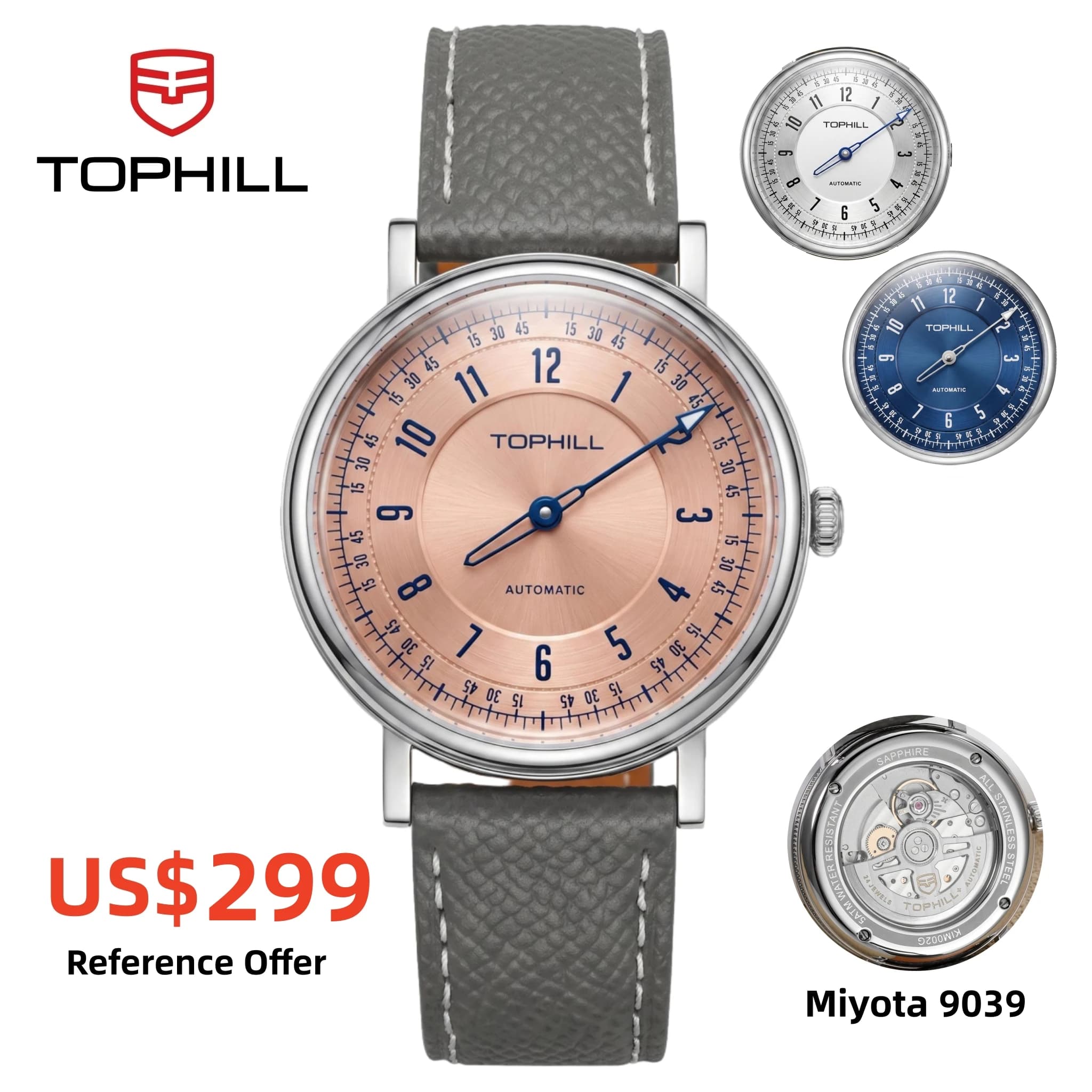 TOPHILL+ Dress Watch For Men One-Hand Dial Miyota 9039 Automatic Mechanical Movement Wristwatch Sapphire Crystal 50M KIM002G