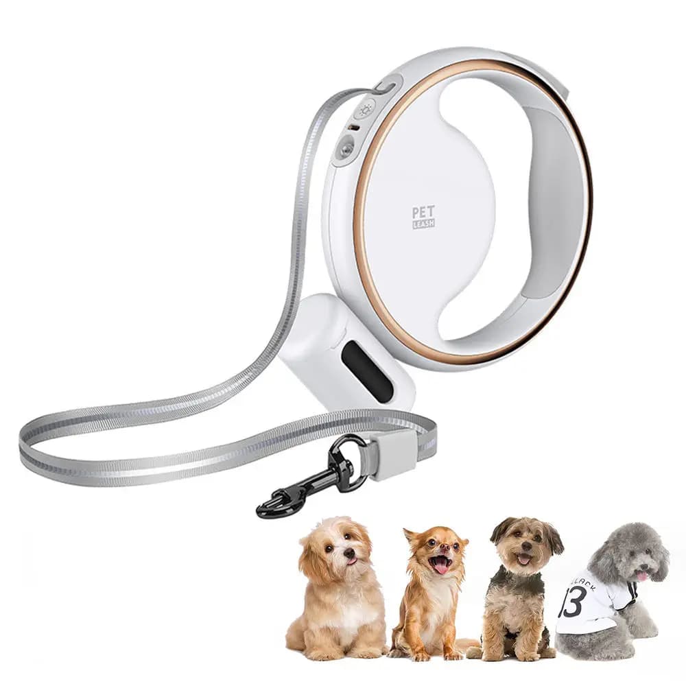 Guinzaglio per cani retrattile automatico 3M, con illuminazione a LED, design a strisce riflettenti, adatto per viaggi all'aperto, passeggiate per cani