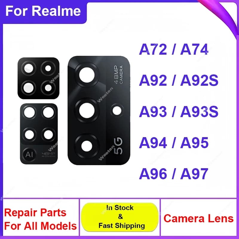 Obiettivo in vetro per fotocamera posteriore per OPPO A72 A74 A92 A93 A94 A95 A96 A97 4G 5G obiettivo posteriore per fotocamera pezzi di ricambio per la riparazione del vetro