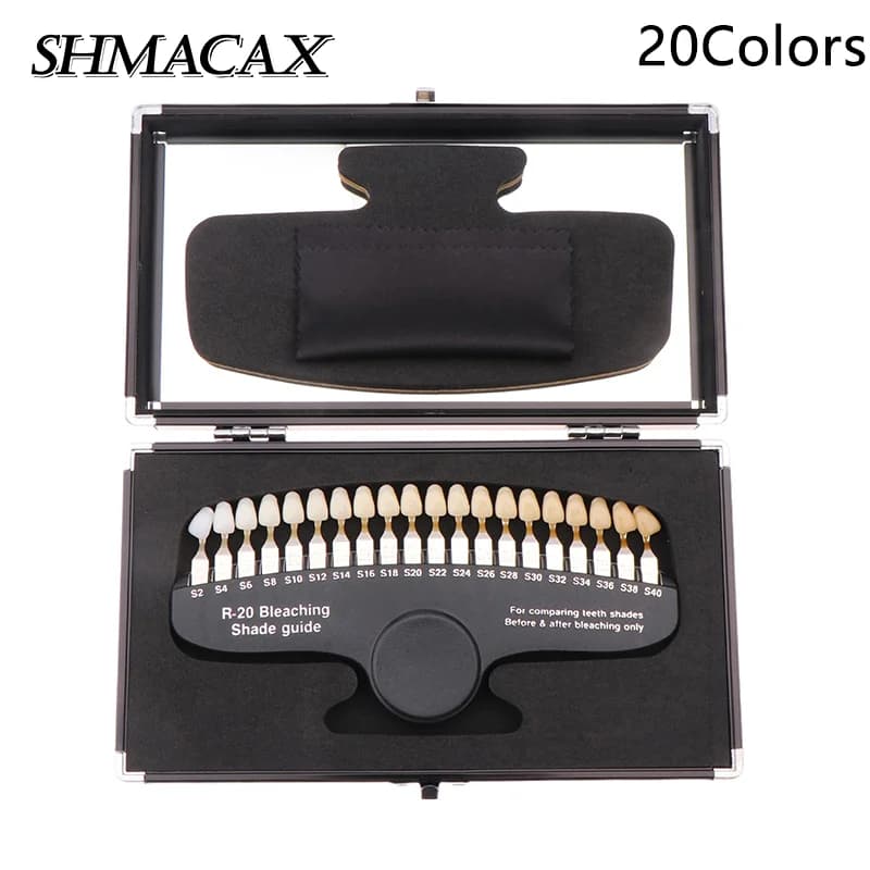 20 colori 3D Dental Lab Candeggina Ombra Guida Tavolozza di colori Comparateur Guida dentale Sbiancamento dei denti Set Sbiancamento Piastra dentale