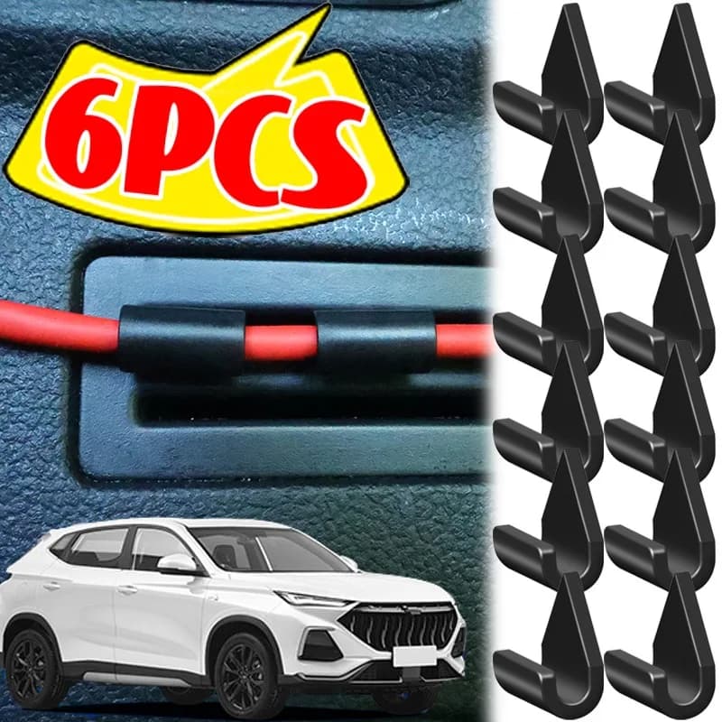 Supporto per clip per cavo per auto autoadesivo da 6 pezzi, cavo USB universale, organizer ordinato per caricatore del telefono da cruscotto, accessori interni auto