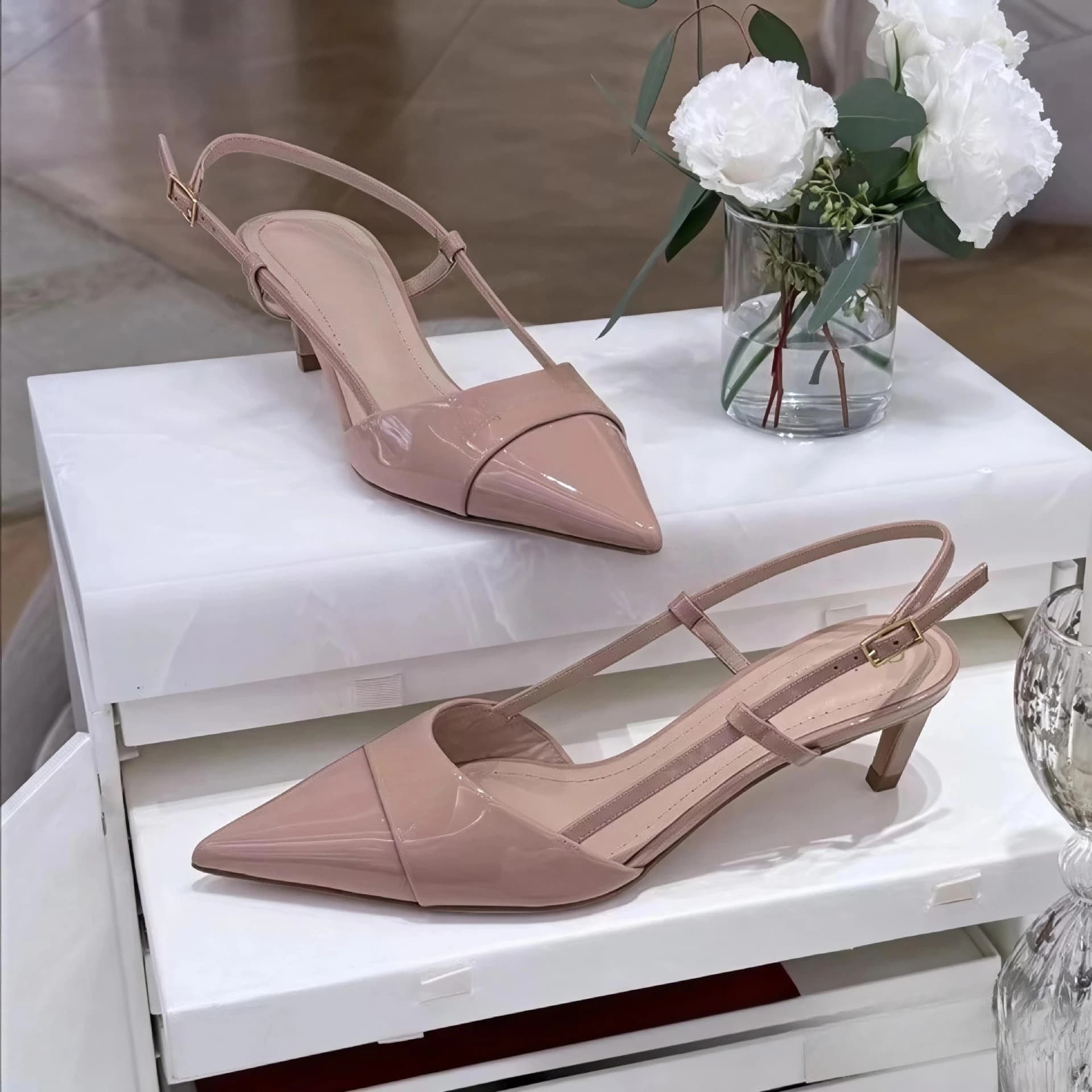 Nuovi Sandali Estivi 2026 da Donna in Vera Pelle Eleganti con Tacco a Spillo e Cinturino alla Caviglia, Scarpe Formali da Ufficio