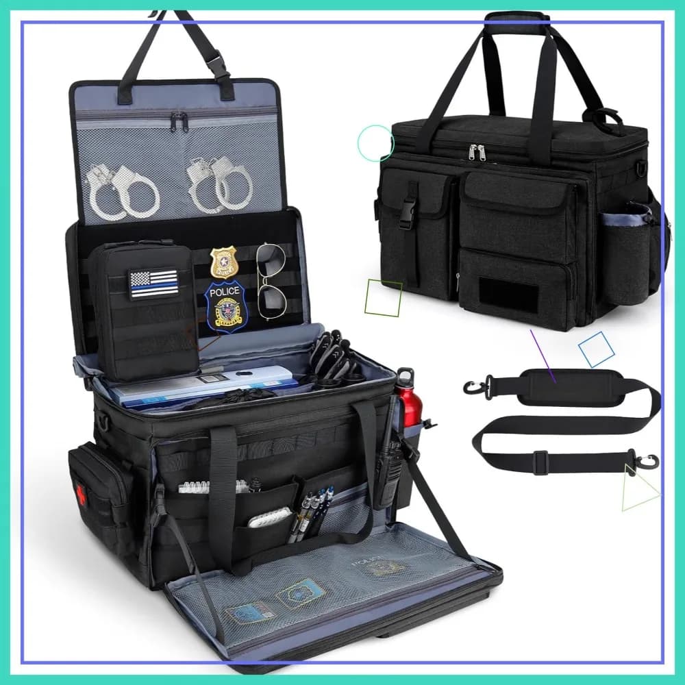 Borsa Tattica per Attrezzatura Polizia con Scomparti Multipli, Tracolla Rimovibile per Organizzatore Sedile Anteriore Auto