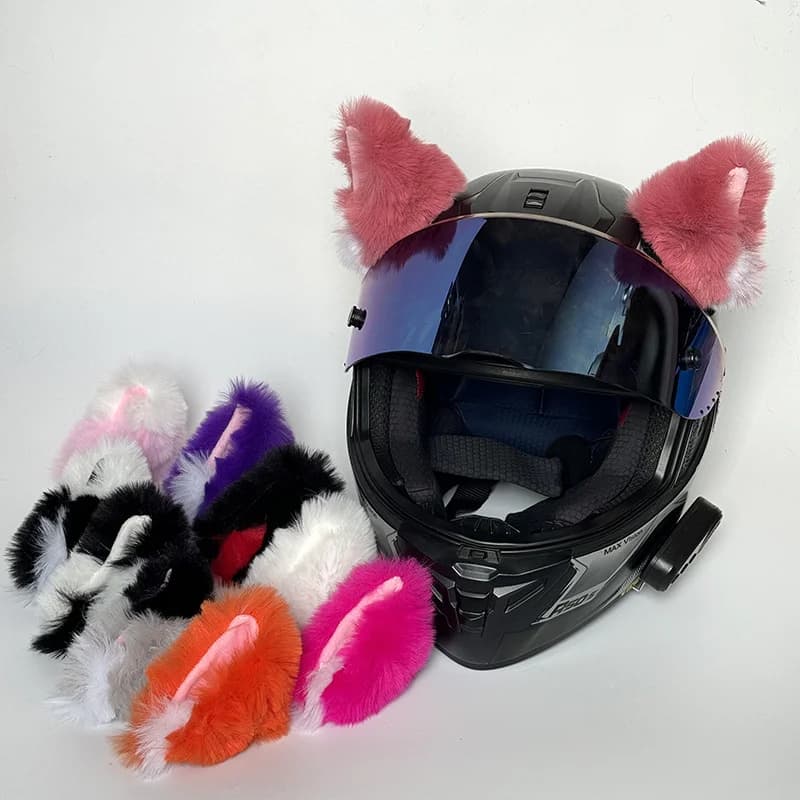 Orecchie di Gatto (Pane a Forma di Orecchie di Gatto al Vapore) Accessori per Casco Moto Universale con Orecchie di Animale, Casco da Sci, Casco da Moto Trendy
