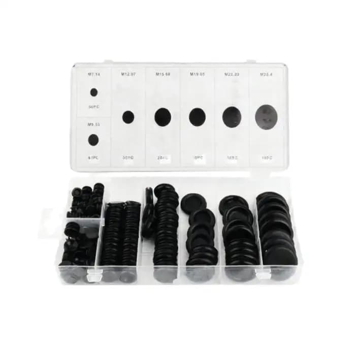 170PCS Black Rubber Grommet Set O For Ring Sealing Gaskets For Car Wire Protection Cable Management Household Wiring Hardware