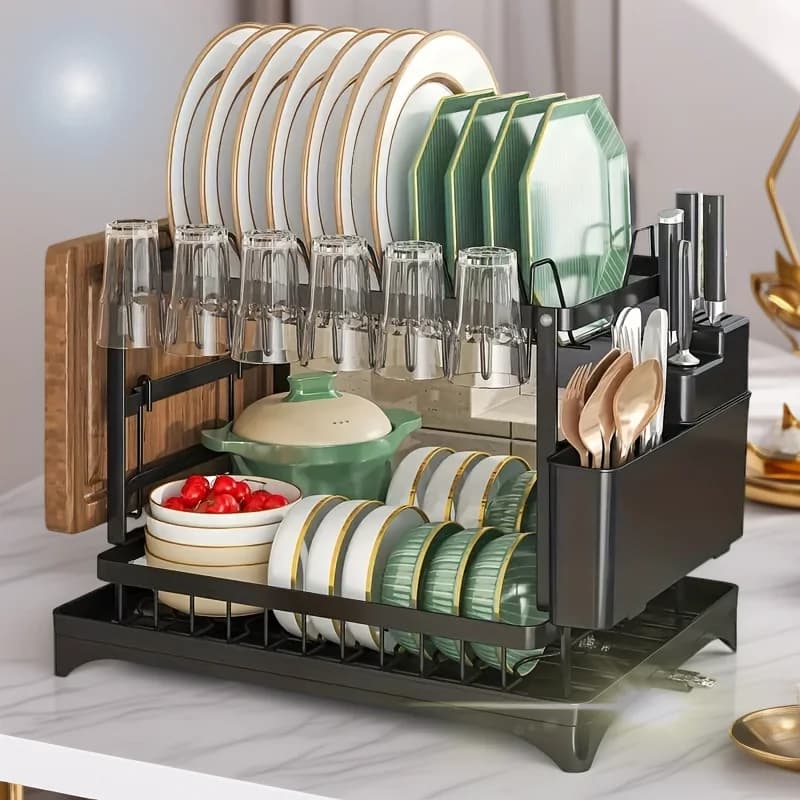 1PC Double-Layer Kitchen Bowl Rack Drain Rack Chopsticks Water Cup Cutting Board Storage Organizer - Tableware Drain Rack