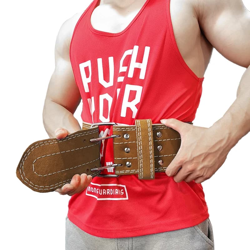 Cintura per sollevamento pesi in pelle di vacchetta da 10 mm, cintura per powerlifting a doppia punta, protezione per la schiena per bodybuilding, supporto lombare per stacco da palestra