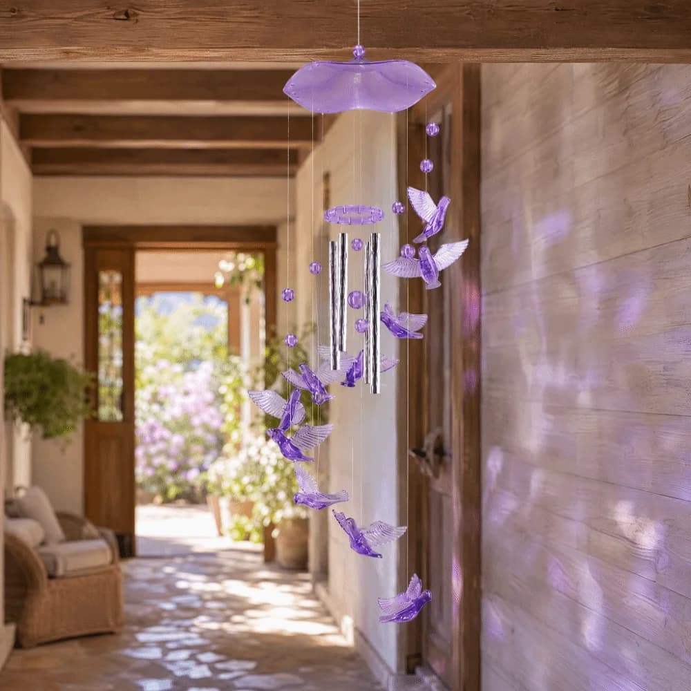 Metal Tubes Wind Chimes Bells Creative Design Acrylic Tubes Hanging Wind Chimes Bauhinia Shape 45cm Long Metal Tube Wind Chimes