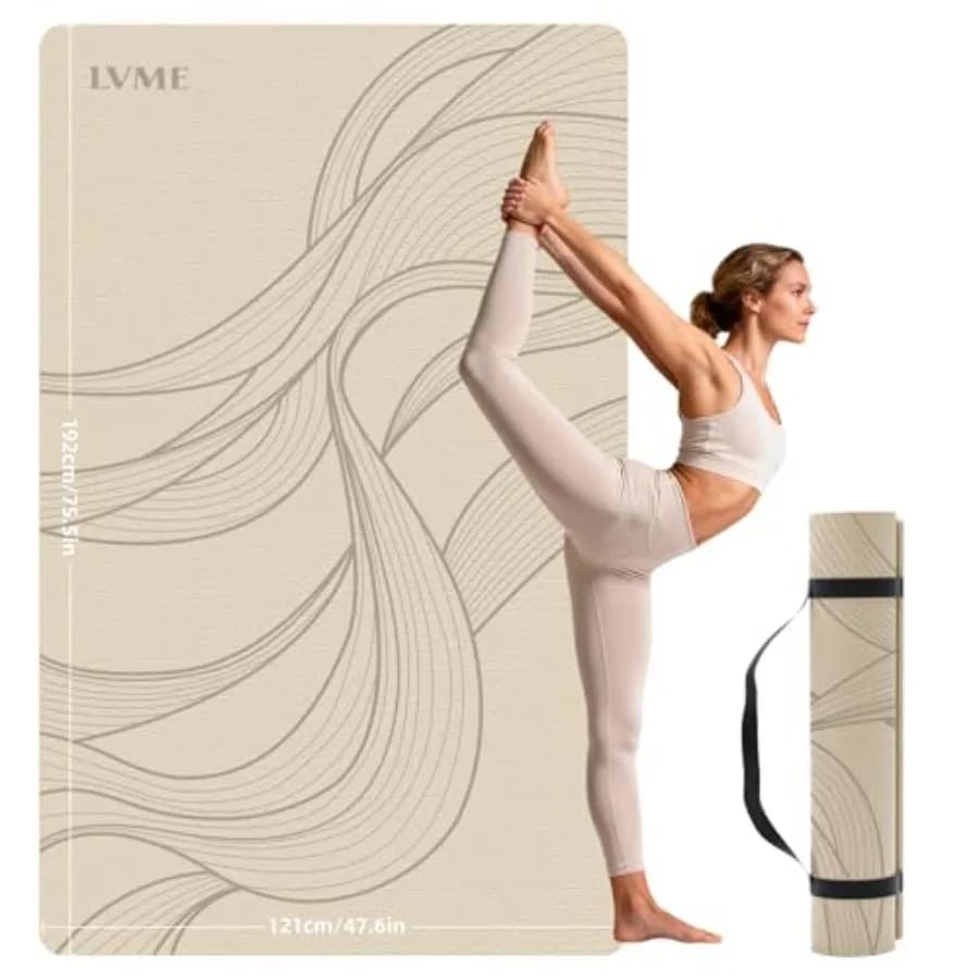 Large Yoga Mat 75.5"x47.6"x0.4" Extra Wide and Thick 10mm, Non-Slip Exercise Mat, High-Density TPE Mat for Yoga Pilates and Hom