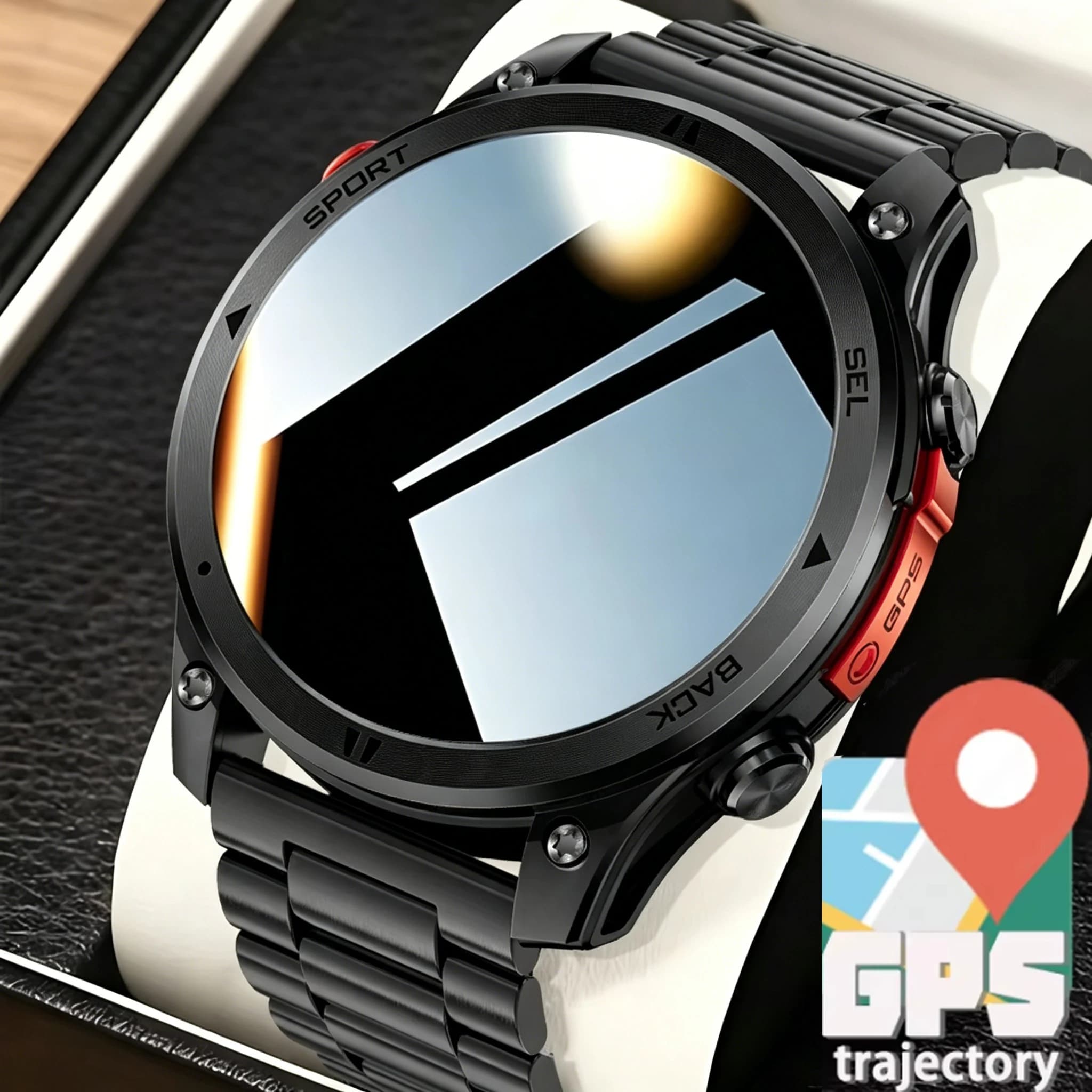 New 2026 GPS trajectory Smart Watch 1.46” HD Screen Compass IP68 Waterproof Bluetooth Call 530mAh Battery Health Fitness Tracker