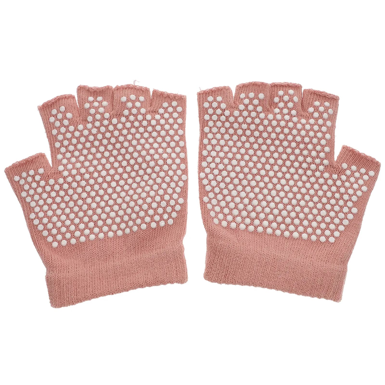 1 Paio di Guanti da Yoga Senza Dita Antiscivolo in Cotone Premium con Palmo in Gomma Punteggiata, Traspiranti per Fitness, Palestra e Pilates
