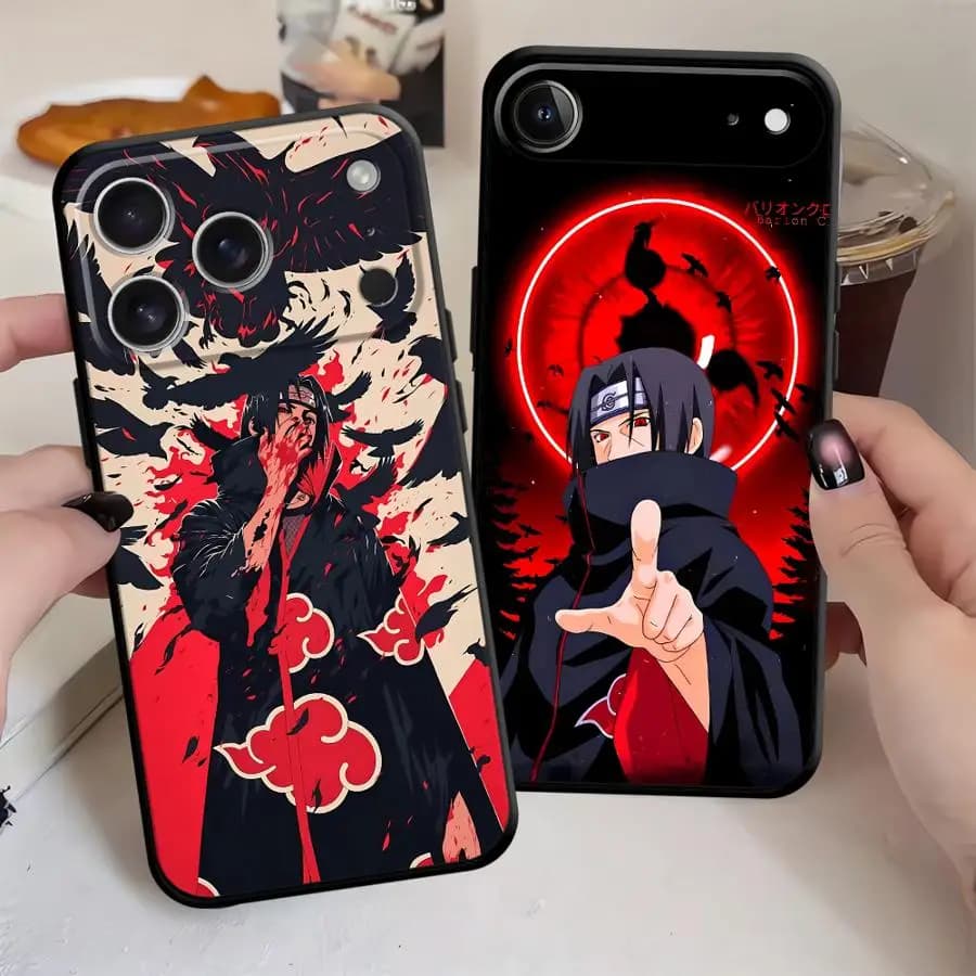 Custodia morbida nera per iPhone 7 8 17Air 15 16 14 Plus XR 13 12 11 17 Pro Max XS Max Anime N-NARUTOS