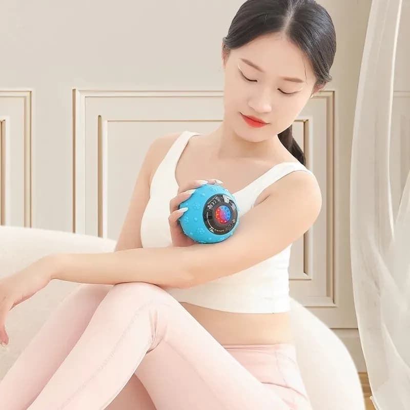 Massaggiatore a Sfera Vibrante Ricaricabile a 5 Velocità, Massaggiatore Portatile a Forma di Arachide, Rullo in Schiuma Vibrante per Fitness, Mobilità, Yoga e Relax