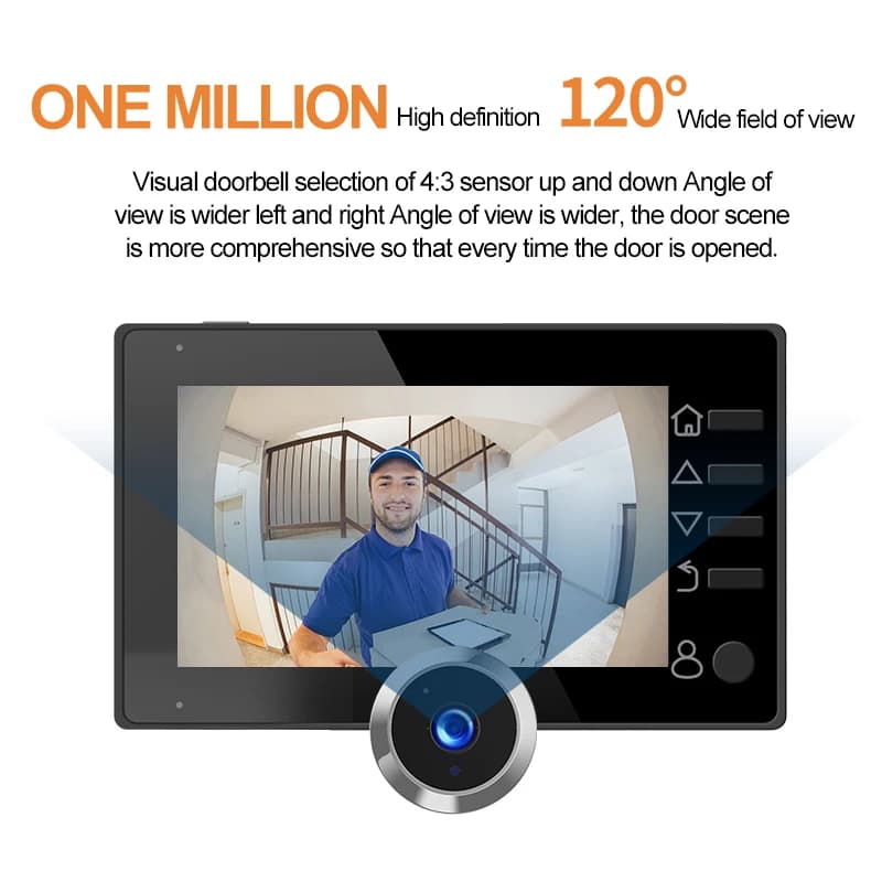 Campanello Intelligente DANMINI con Videocitofono e Display LCD HD da 4,3 Pollici, Telecamera da 1 Megapixel 120° per Casa ° Spioncino di Sicurezza con Telecamera Grandangolare