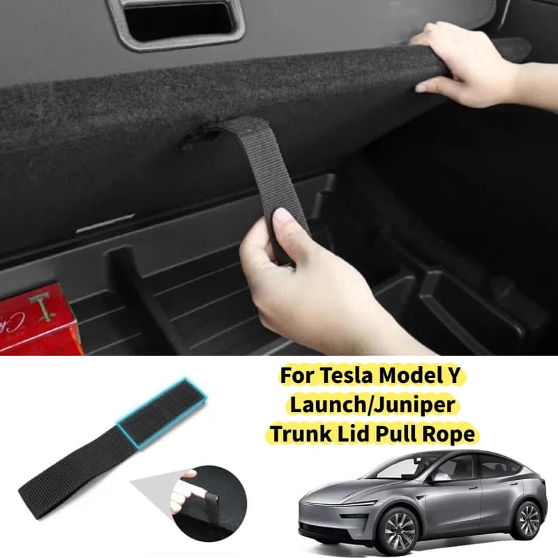 Per Tesla Modello Y Juniper 2021-2025 Tronco Coperchio Maniglia Tronco Coperchio Tirare La Corda Aperta Coda Box Copertura Maniglia Tirare Cinghie Accessori Auto