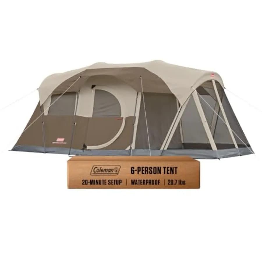 Tenda da campeggio WeatherMaster per 6 persone con veranda zanzariera, tenda impermeabile con tenda a baldacchino e borsa per il trasporto inclusa