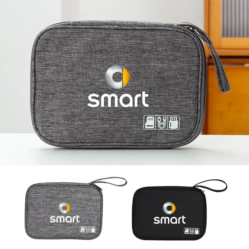 Auto Logo Digital Storage Bags Electronic Organizer Bag Data Line Spine Storage Tools for Smart Fortwo 451 450 453 Forfou