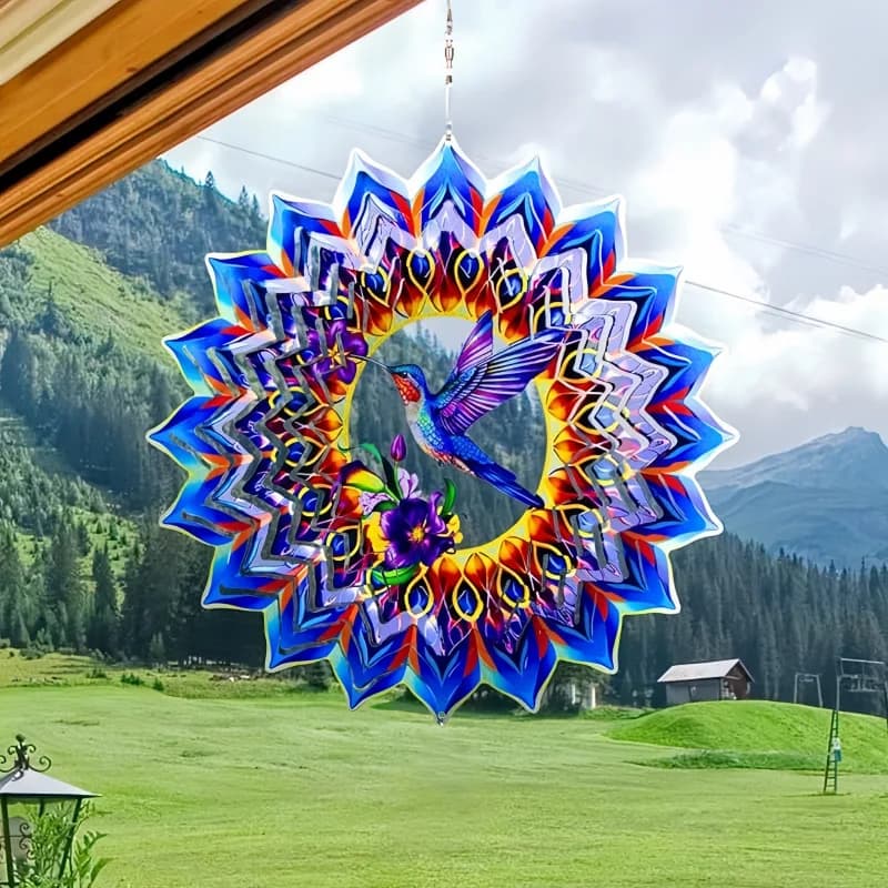 Stainless Steel Wind Spinner 3D Visual Wind Chime, Outdoor Garden Decor, Hypnotic Spiral Kinetic Art, Weatherproof Yard Ornament