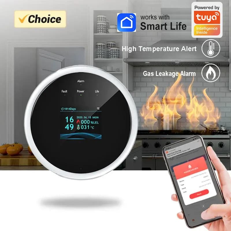 EARYKONG Wireless Natural Gas Sensor Combustible Household Smart LPG Gas Alarm Detector Leakage Sensor Temperature Detectors