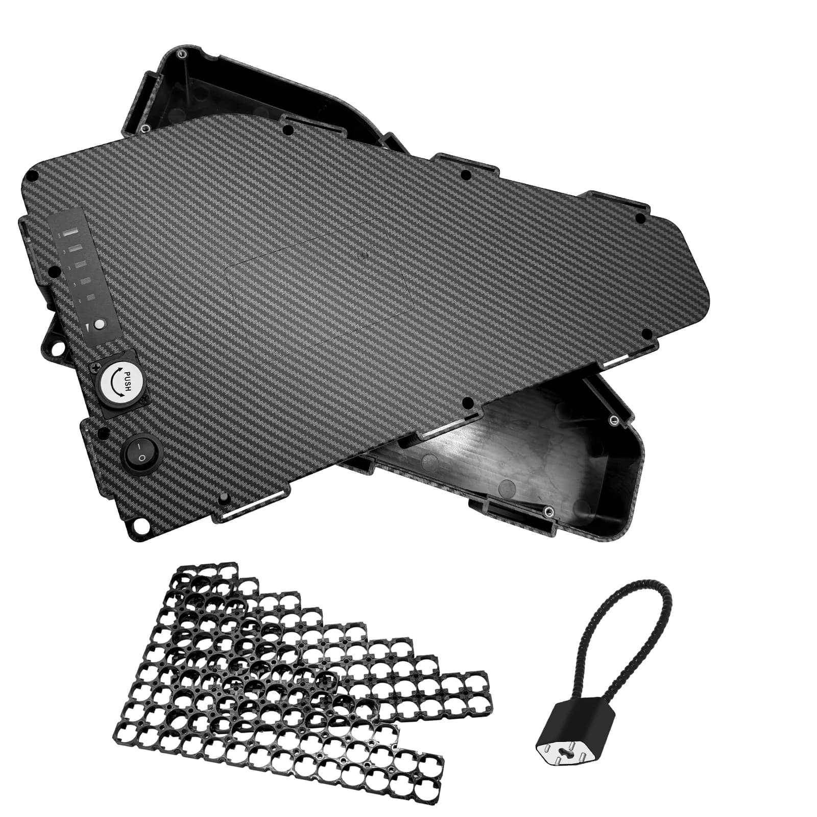 Custodia per batteria triangolare adatta per 80 pezzi 21700 celle 36V 48V 52V 60V 72V Scatola per batteria triangolare per bicicletta elettrica E-Bike per confezione fai da te