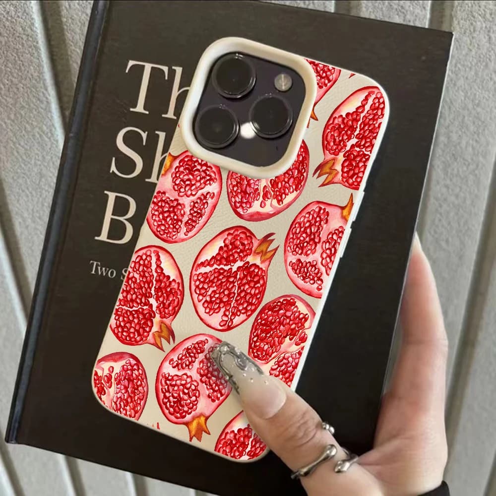 Retro Fresh Fruit Pattern Phone Case For iPhone 11 12 13 14 15 16 17 Pro Max Air 14 15 Plus X Xs XR Shockproof Lychee Soft Cover