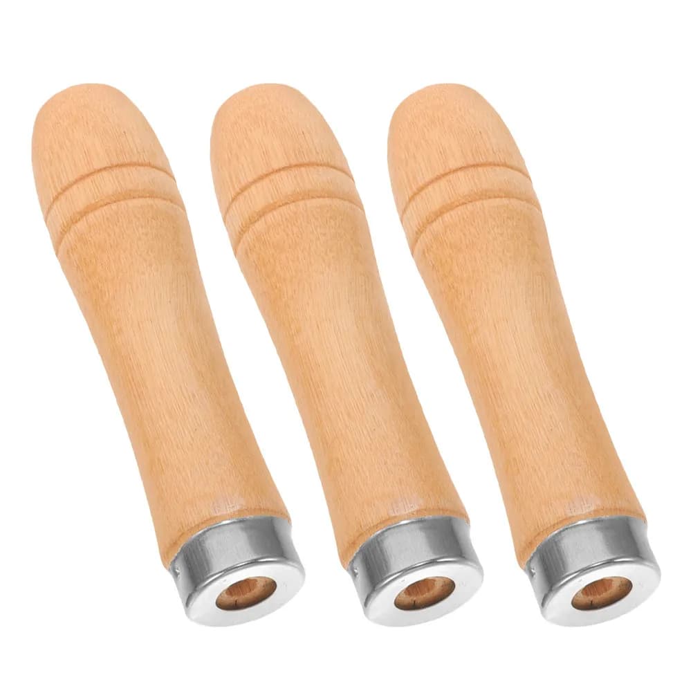 Set di 3 Manici Staccabili in Legno Massello, Ergonomici, Antiscivolo e Antiscottatura, Manici di Ricambio per Padelle, Spatole e Pentole da Cucina