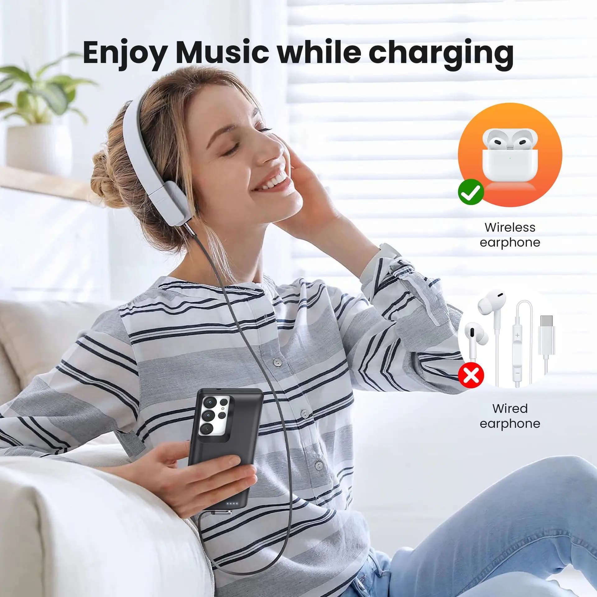 Per Samsung Galaxy S25 Ultra S24 Ultra 10000mAh Custodia per batteria Custodia morbida in TPU Caricatore portatile Power Bank Cover posteriore