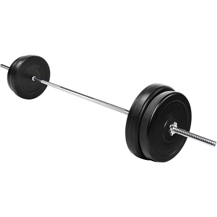 Piastra pesi standard in vinile da 1 pollice per allenamento di forza e sollevamento pesi, set da 80 libbre con barra