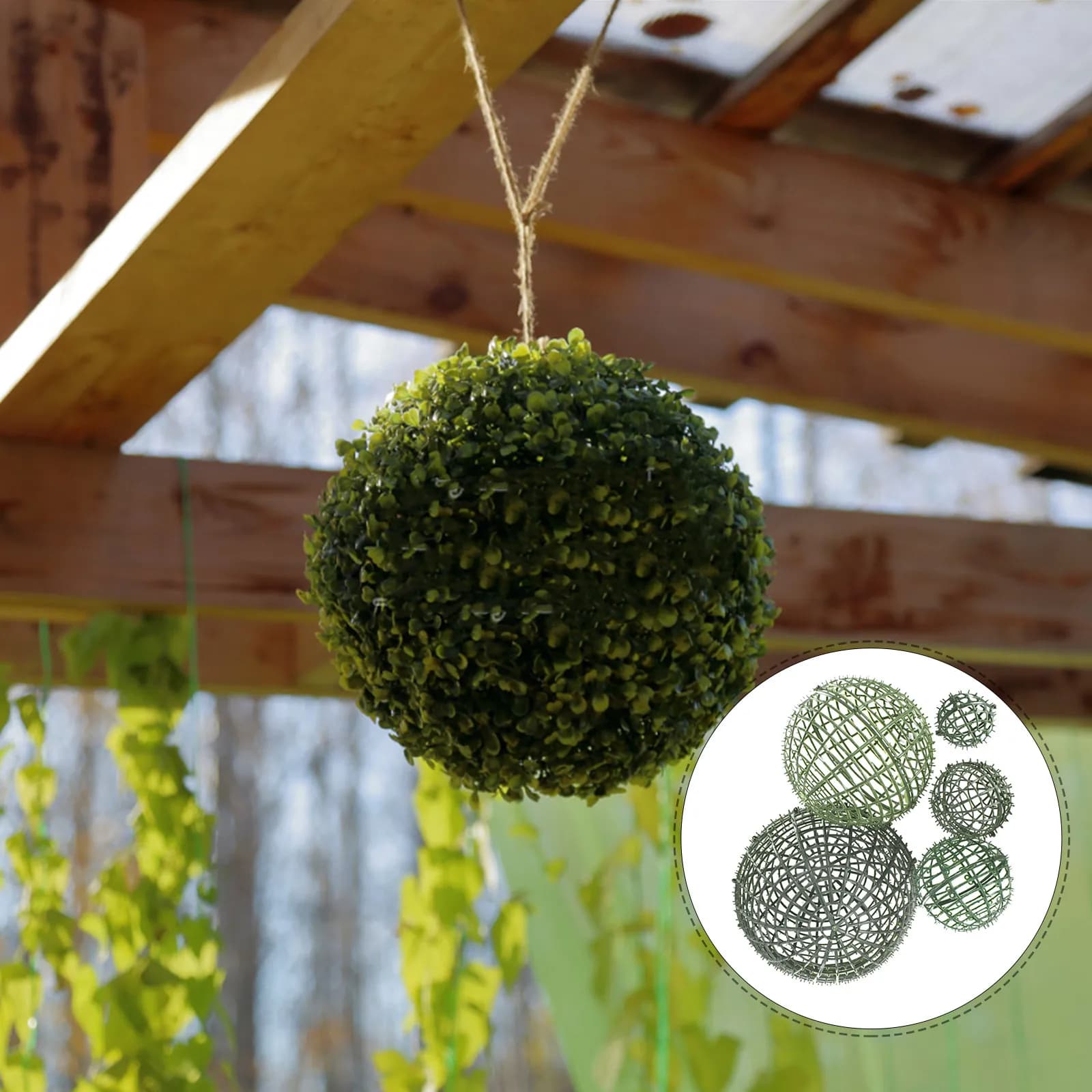 Set of 5 Supports for Artificial Plant Spheres, Floral Composition Grass Structure, for Home, Office, Shop and Garden
