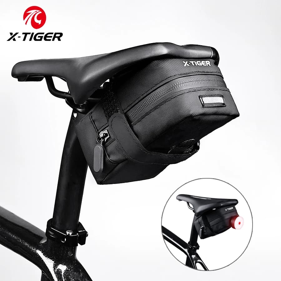 X-TIGER Mini borsa da sella per bicicletta portatile impermeabile riflettente MTB borsa per bicicletta da strada borsa per fanale posteriore accessori per bici