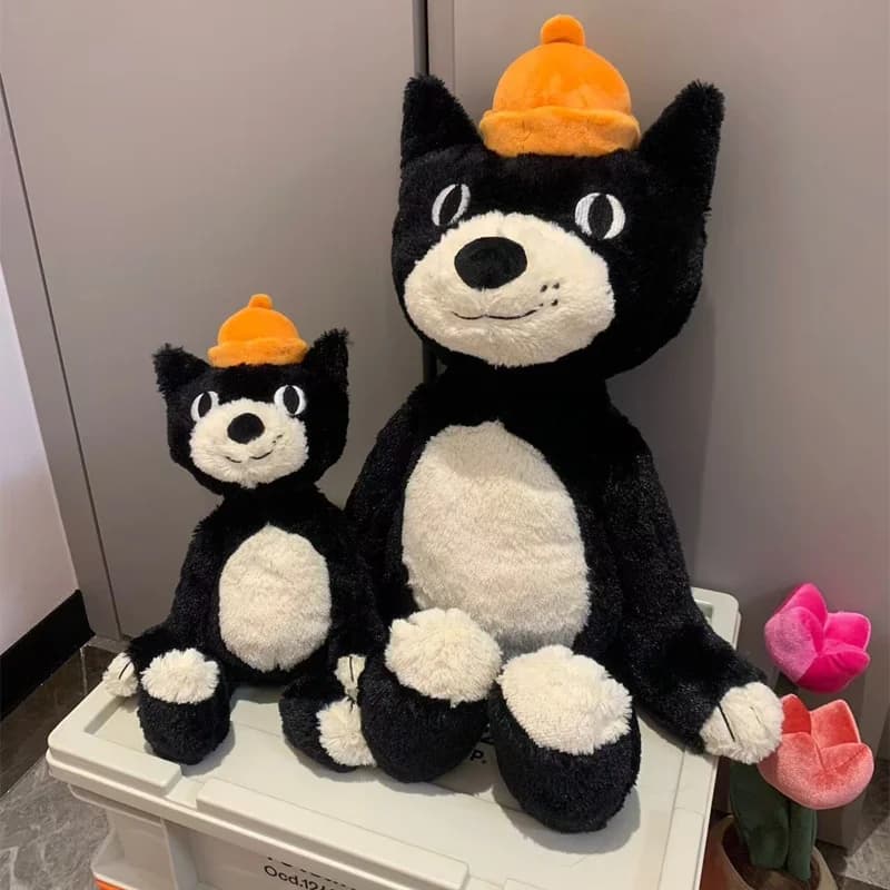 Divertente Cappello Cartoon con Gatto Bianco e Nero, Peluche Morbido e Carino, Cuscino Decorativo per Camera, Regalo di Compleanno