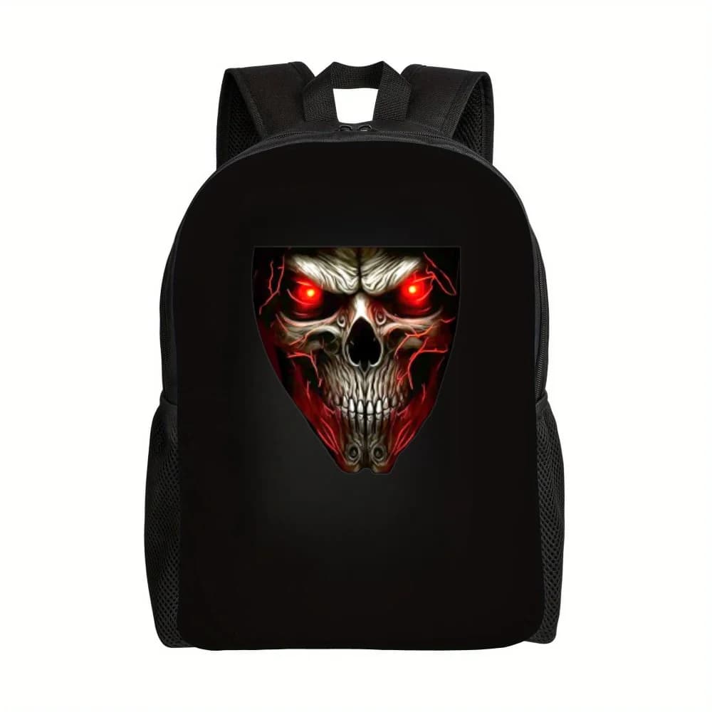 Zaino Gotico con Teschio e Occhi Rossi per Ragazze e Adolescenti Unisex - Borsa Scolastica in Tessuto Oxford 600 con Catena, Regolabile