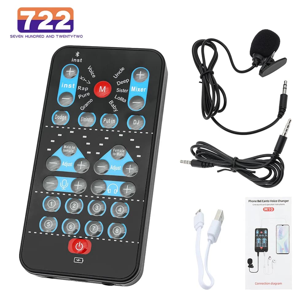 Dispositivo cambia voce M10 Scheda audio karaoke Interruttore vocale maschio femmina Scheda cambia suono portatile Sintonizzazione fine per musica dal vivo