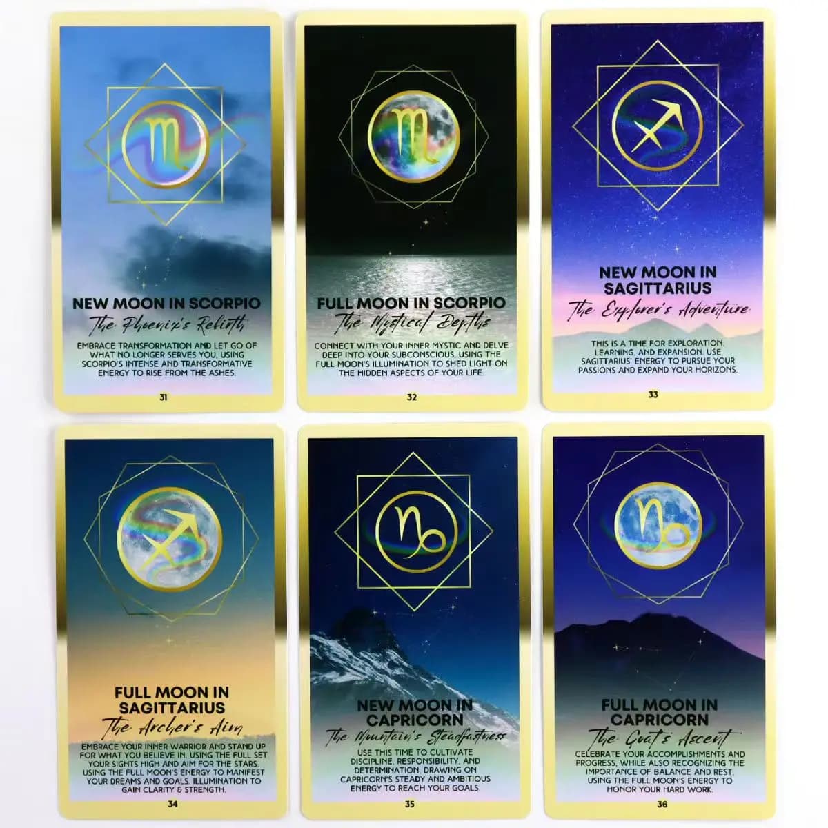 Mazzo Oracle Mystic Moon Mazzo magico lunare da 44 carte | Carte rituali lunari | Carte Witchy Moon 10,3*6 cm
