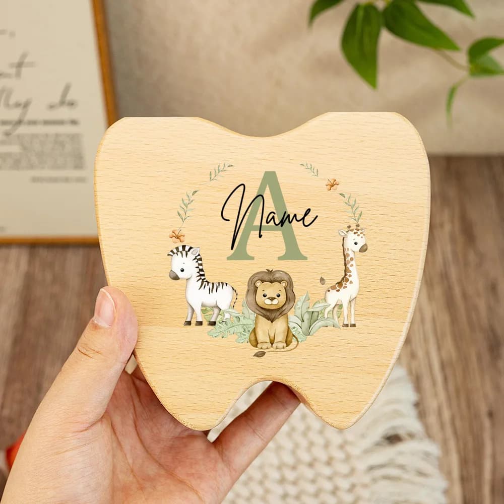 Dente in legno per bambini, souvenir, vassoi per fatina dei denti in legno, regali per battesimo, regalo per baby shower, scatole per riporre i denti da latte in legno personalizzate