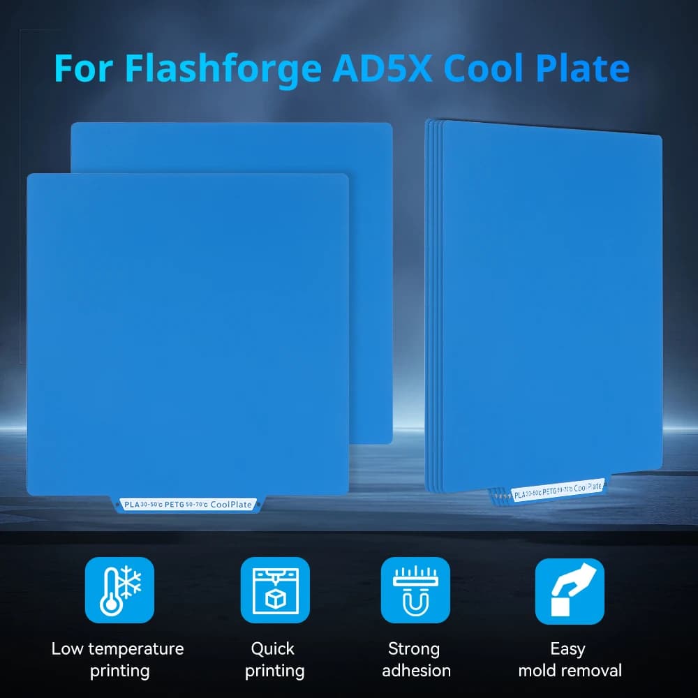 For Flashforge AD5X Cool Plate Double-Sided 3D Printer Bed Part-Low Temp Printing PLA/PETG 235x248m Strong Adhesion Easy Removal